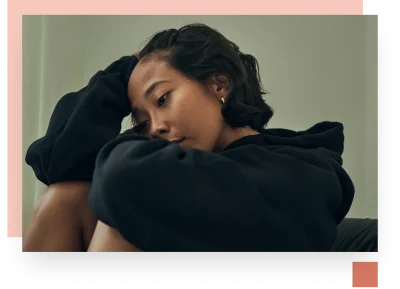 Gloomy teenager in black hoodie
